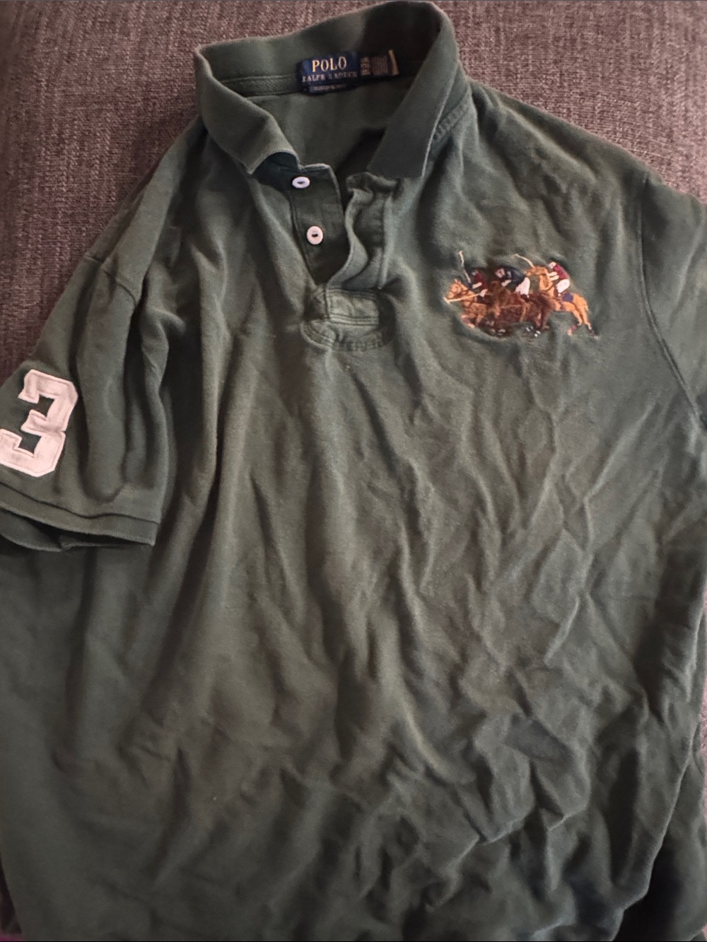 Polo by Ralph Lauren Dark Green Short-Sleeve Polo with Embroidered Polo Players